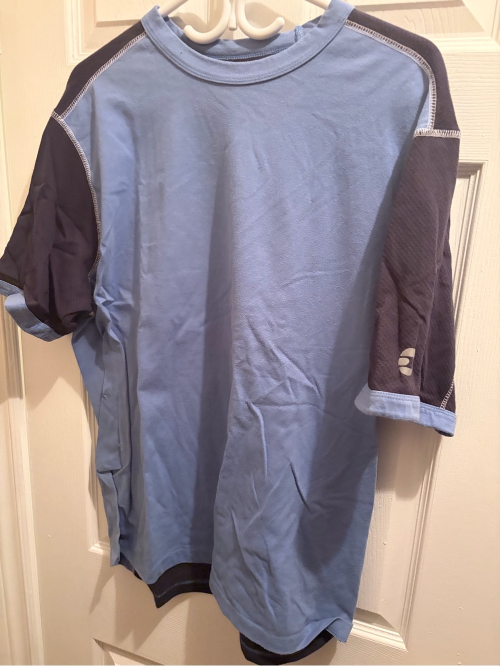 Men's Light Blue and Navy Short-Sleeve Athletic Shirt